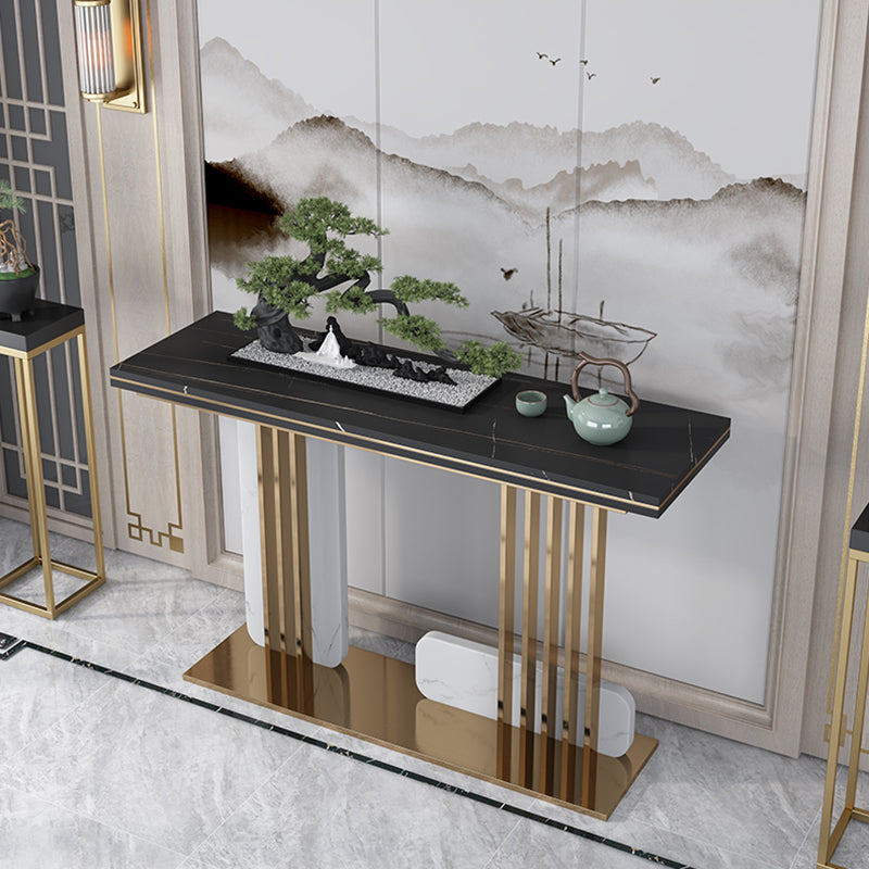 Glam Marble Rectangle Console Table 1-shelf 31.5" Tall Accent Table