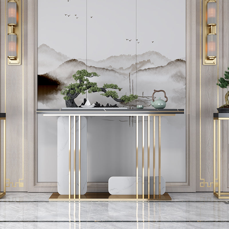 Glam Marble Rectangle Console Table 1-shelf 31.5" Tall Accent Table