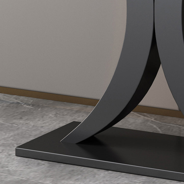 Glam Marble Console Table Half Moon Iron Console Sofa Table for Hall