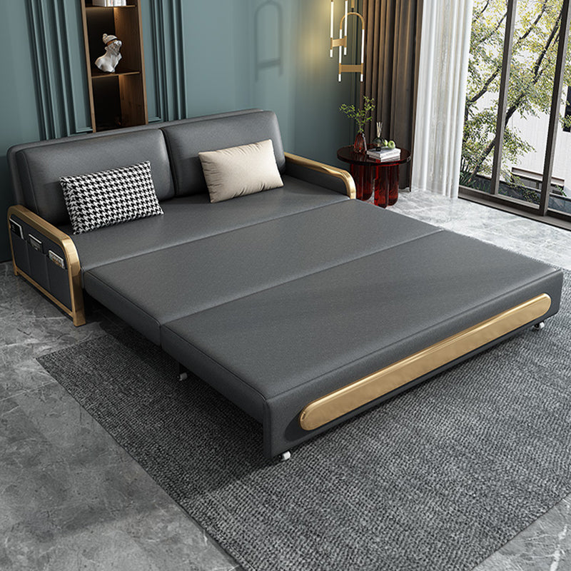 Glam Pillow Included Sofa Futon Grey Cushion Back Futon Sofa Bed