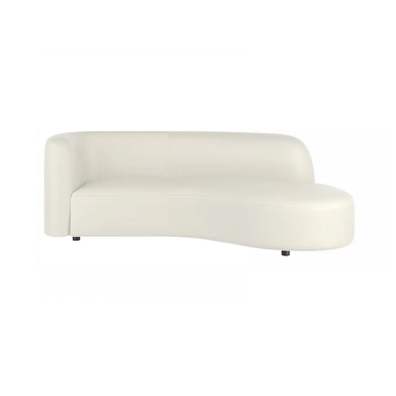 Faux Leather Curved Sofa Glam Simple Irregular Sofa in White of 27.6" H