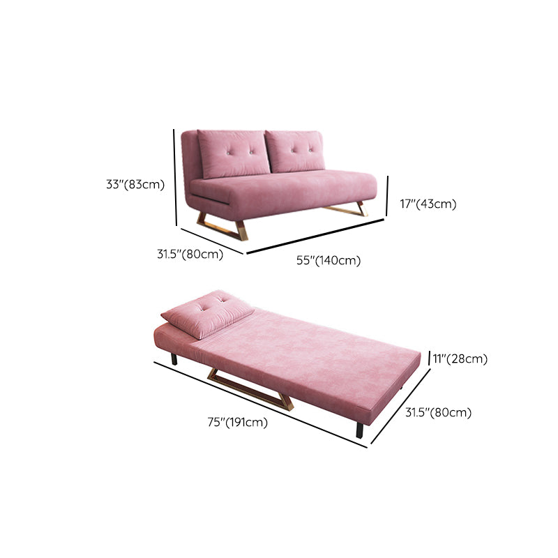 31" Wide Glam Futon Sofa Bed Pink Folding Futon Sleeper Sofa