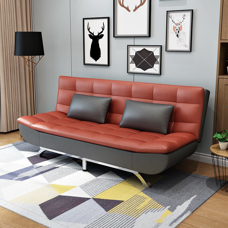 Pillow Included Sofa Futon Armless Futon Sofa Bed with Metal Legs