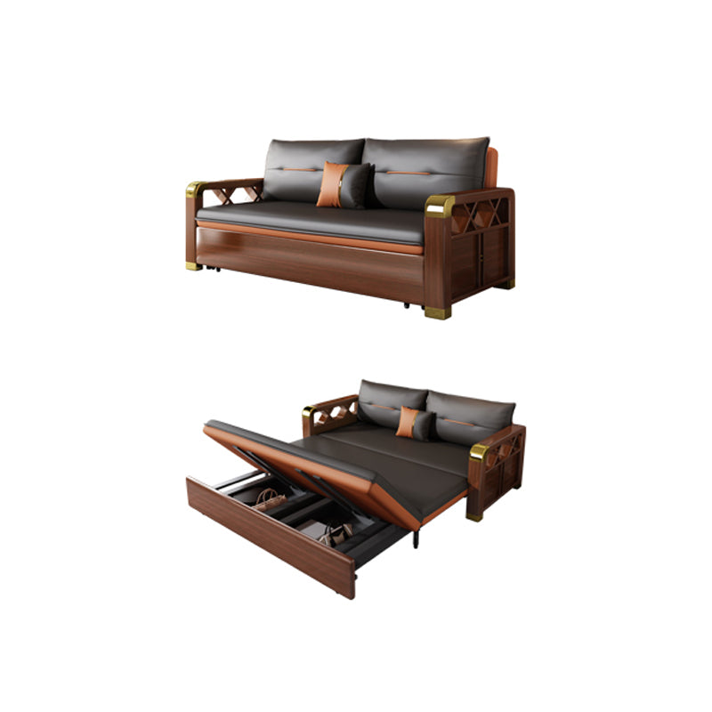 Pillow Included Sofa Futon Solid Wood Futon Sofa Bed with Storage
