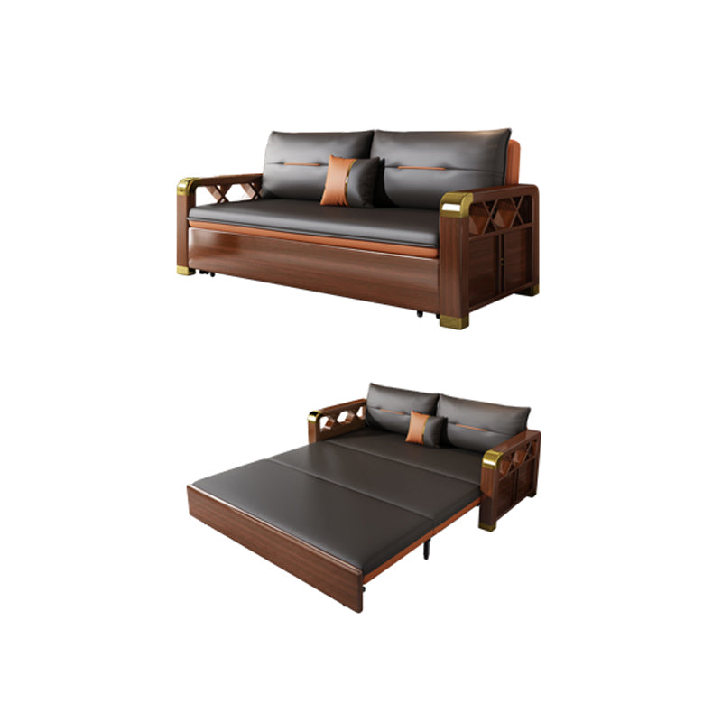 Pillow Included Sofa Futon Solid Wood Futon Sofa Bed with Storage