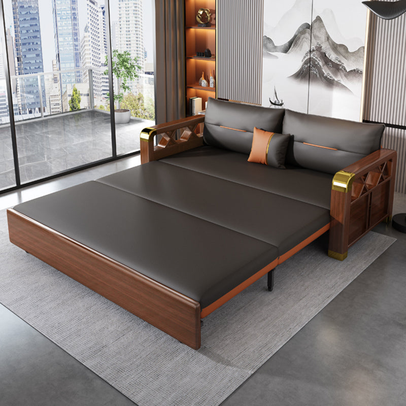 Pillow Included Sofa Futon Solid Wood Futon Sofa Bed with Storage