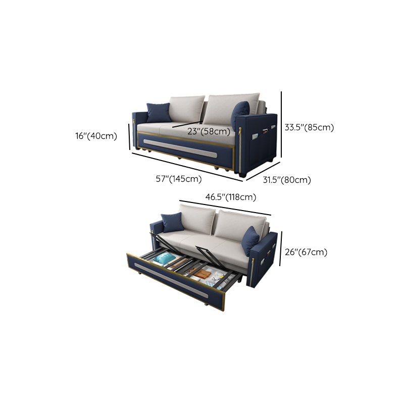 Pillow Included Sofa Futon Square Arms Futon Sofa Bed with Storage