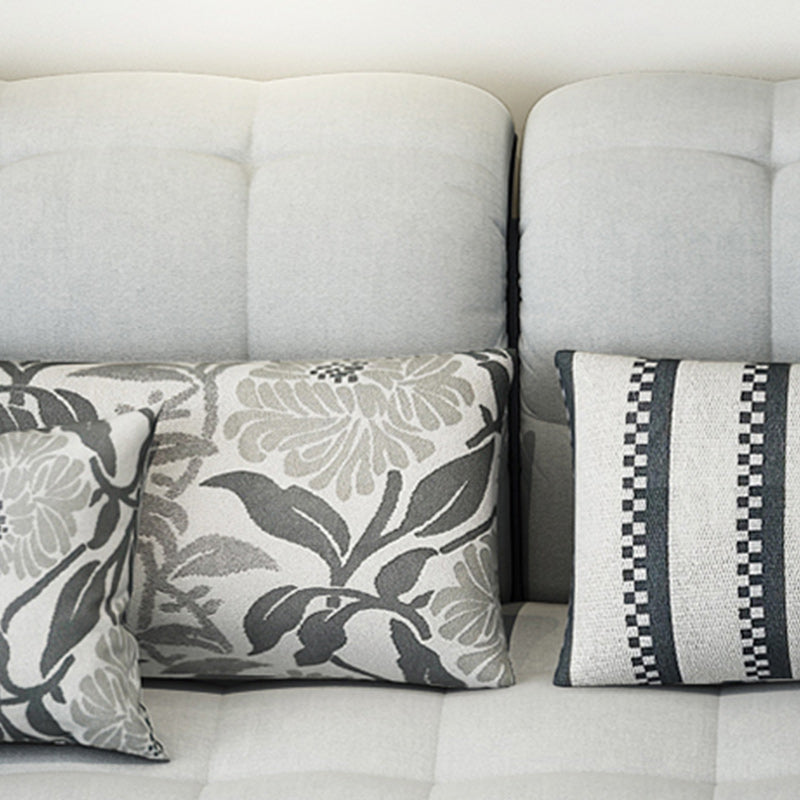 Farmhouse Linen Sofa with Chaise Pillow Top Arm 4-Seater Sofa