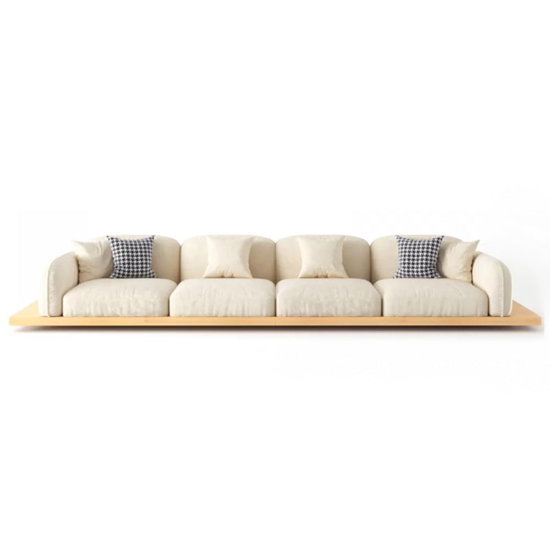 Contemporary Velvet Sectional Sofa with Pillows Back and Square Arms