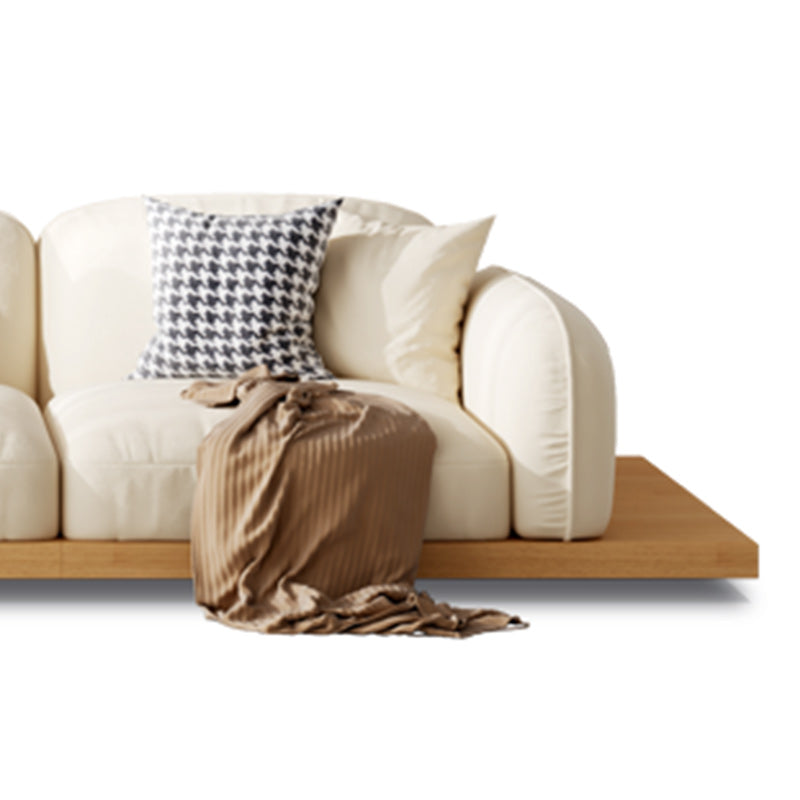 Contemporary Velvet Sectional Sofa with Pillows Back and Square Arms