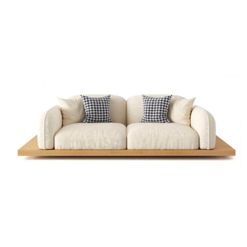 Contemporary Velvet Sectional Sofa with Pillows Back and Square Arms