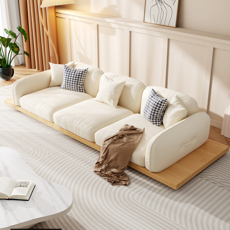 Contemporary Velvet Sectional Sofa with Pillows Back and Square Arms