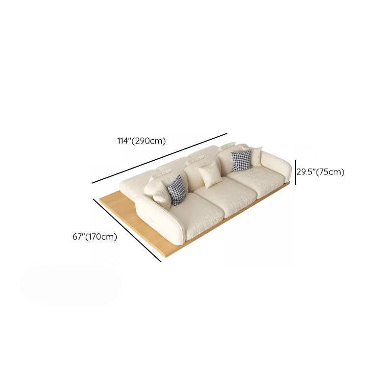 Contemporary Velvet Sectional Sofa with Pillows Back and Square Arms