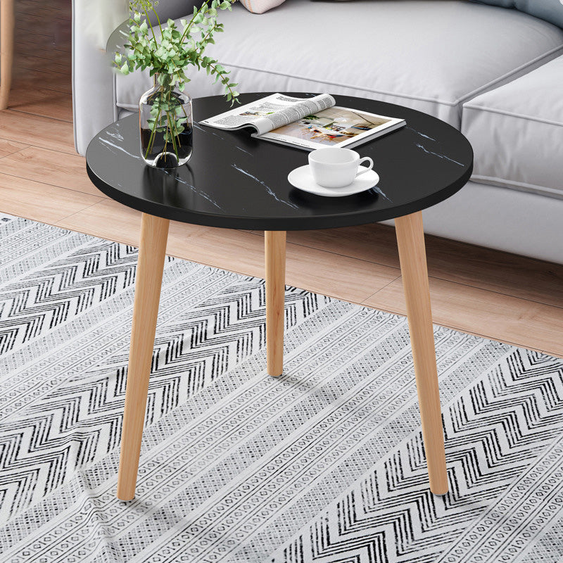 Contemporary Wooden Single Coffee Table 3 Legs Round Cocktail Table