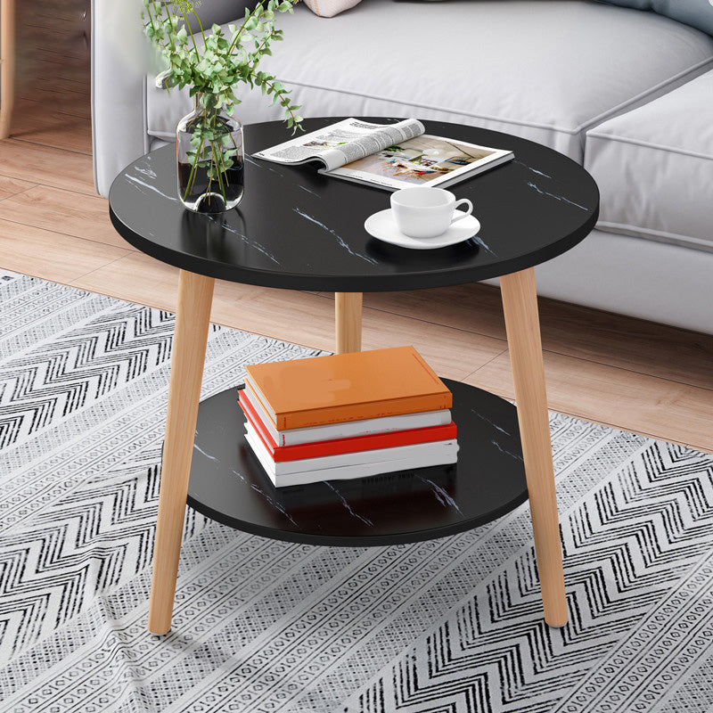 Contemporary Wooden Single Coffee Table 3 Legs Round Cocktail Table