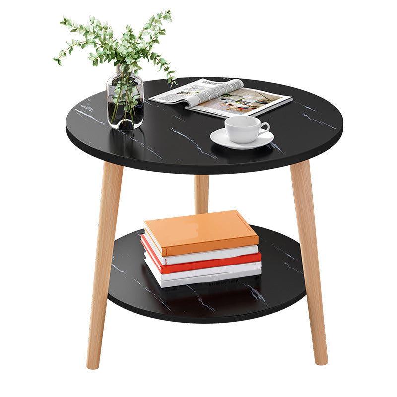 Contemporary Wooden Single Coffee Table 3 Legs Round Cocktail Table