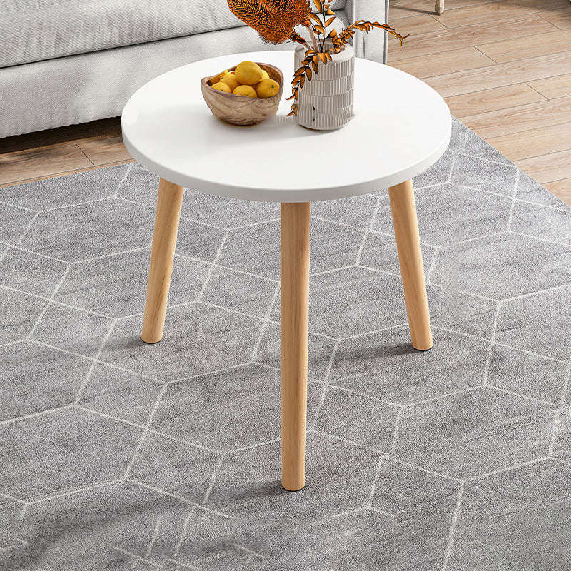 Contemporary Wooden Single Coffee Table 3 Legs Round Cocktail Table
