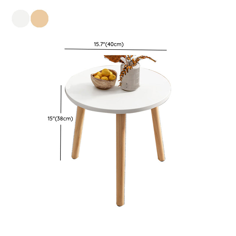 Contemporary Wooden Single Coffee Table 3 Legs Round Cocktail Table