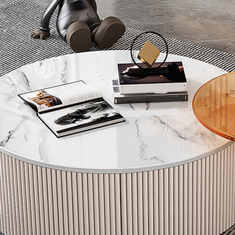 Modern Round Coffee Table Block Nesting Coffee Table Set for Living Room