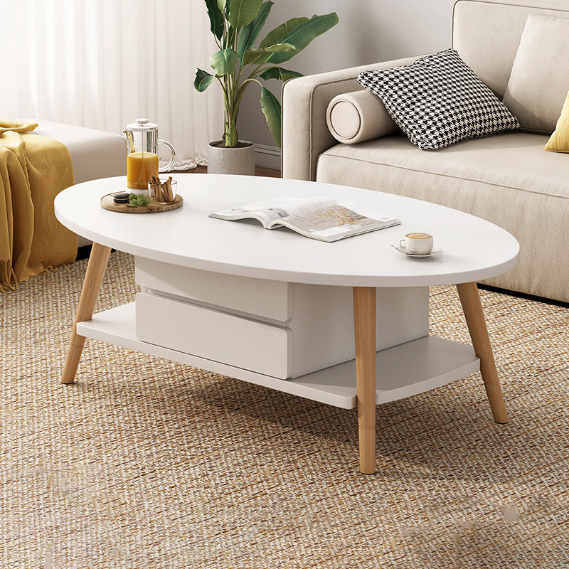 Contemporary Wooden Single Coffee Table 4 Legs Cocktail Table