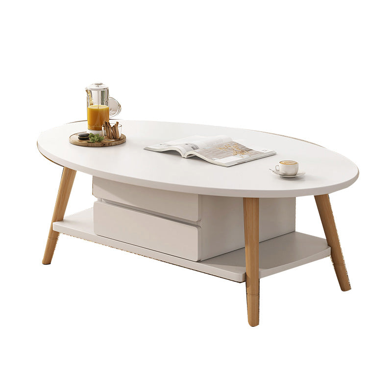 Contemporary Wooden Single Coffee Table 4 Legs Cocktail Table