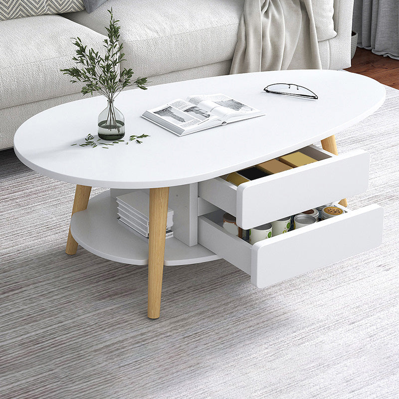 Contemporary Wooden Single Coffee Table 4 Legs Cocktail Table
