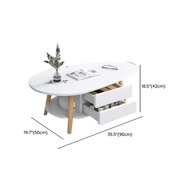 Contemporary Wooden Single Coffee Table 4 Legs Cocktail Table
