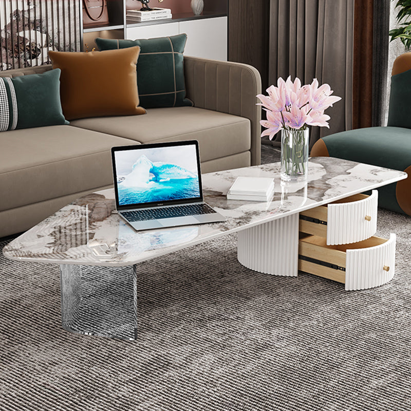 Modern Acrylic Legs Coffee Table Slate Coffee Table for Living Room