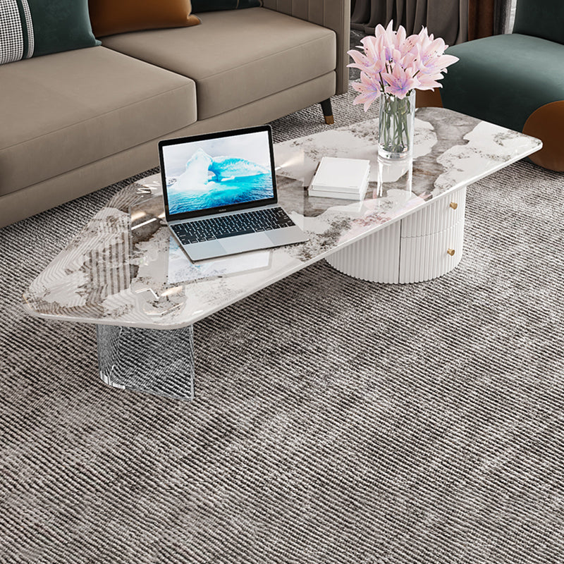 Modern Acrylic Legs Coffee Table Slate Coffee Table for Living Room