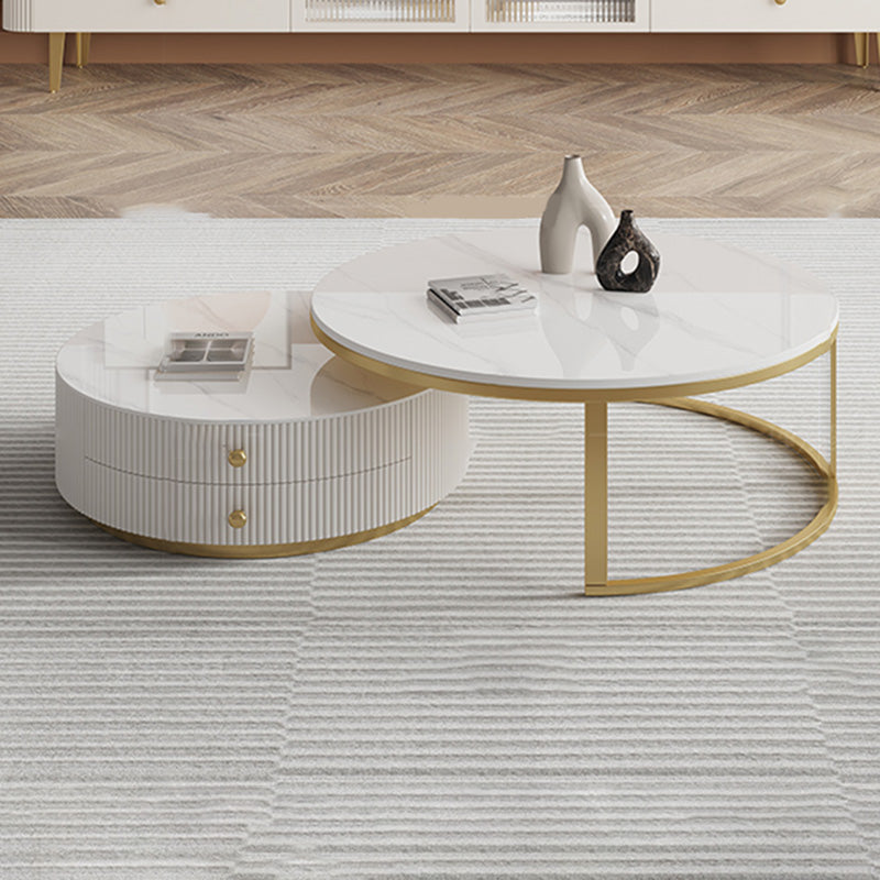 Frame Nesting Coffee Table Set Slate Glam Coffee Table with Drawers