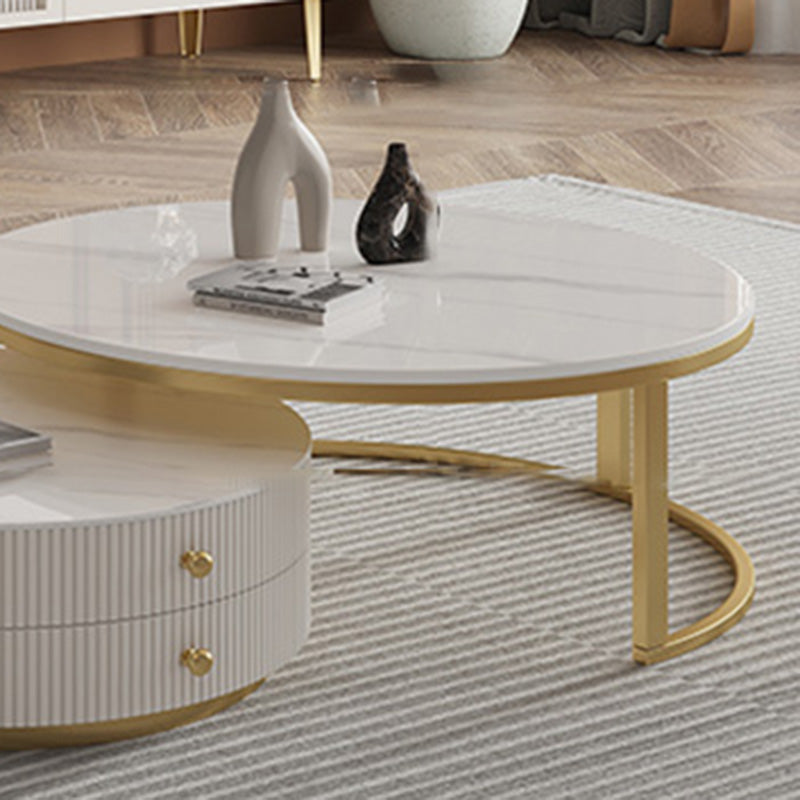 Frame Nesting Coffee Table Set Slate Glam Coffee Table with Drawers