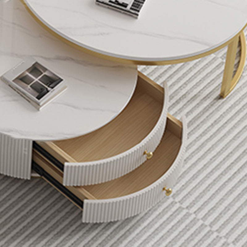 Frame Nesting Coffee Table Set Slate Glam Coffee Table with Drawers