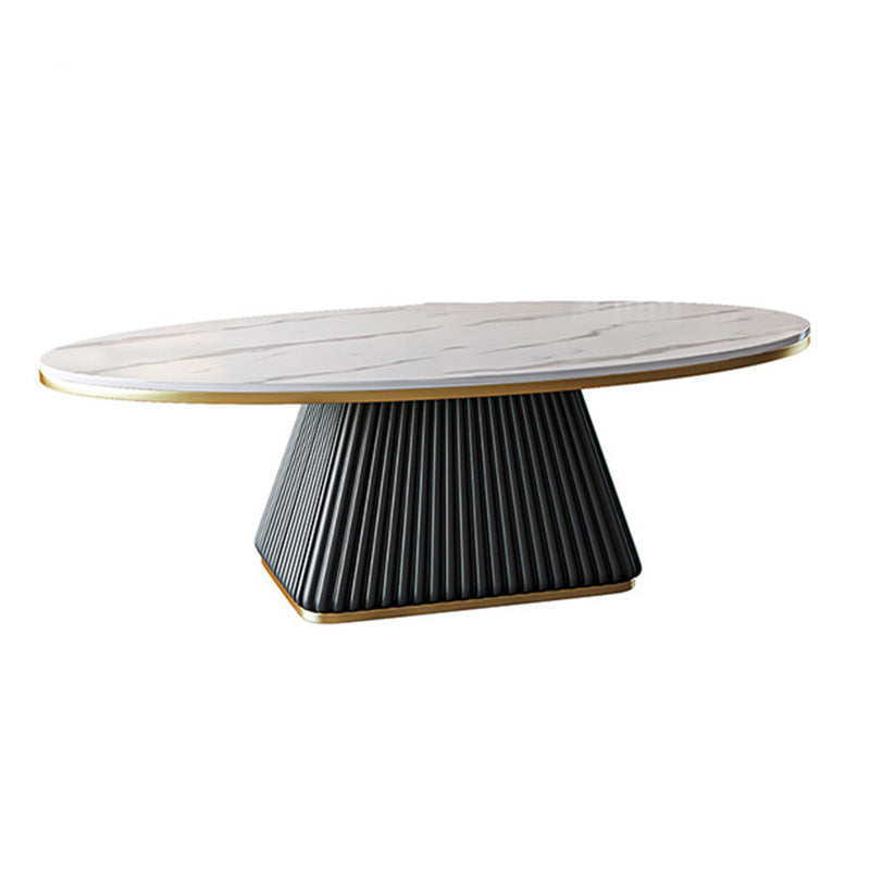 Glam Single Coffee Table Oval Pedestal Coffee Cocktail Table