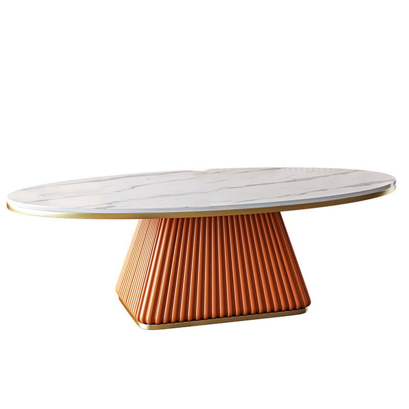 Glam Single Coffee Table Oval Pedestal Coffee Cocktail Table
