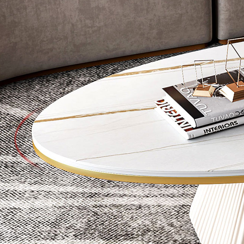 Glam Single Coffee Table Oval Pedestal Coffee Cocktail Table