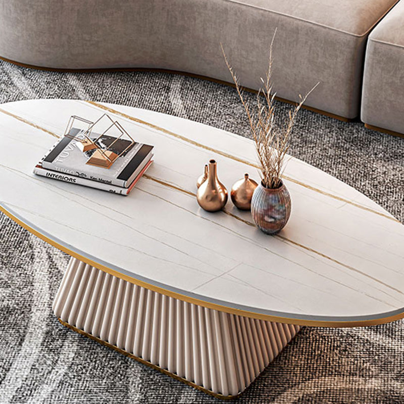 Glam Single Coffee Table Oval Pedestal Coffee Cocktail Table