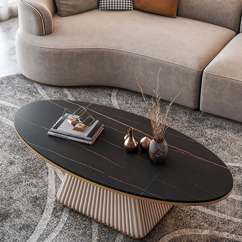 Glam Single Coffee Table Oval Pedestal Coffee Cocktail Table