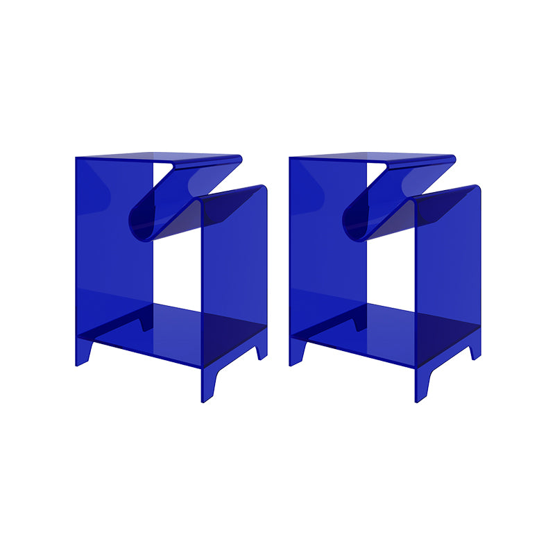Plastic Double Tier End Table Rectangular Corner Table with Storage