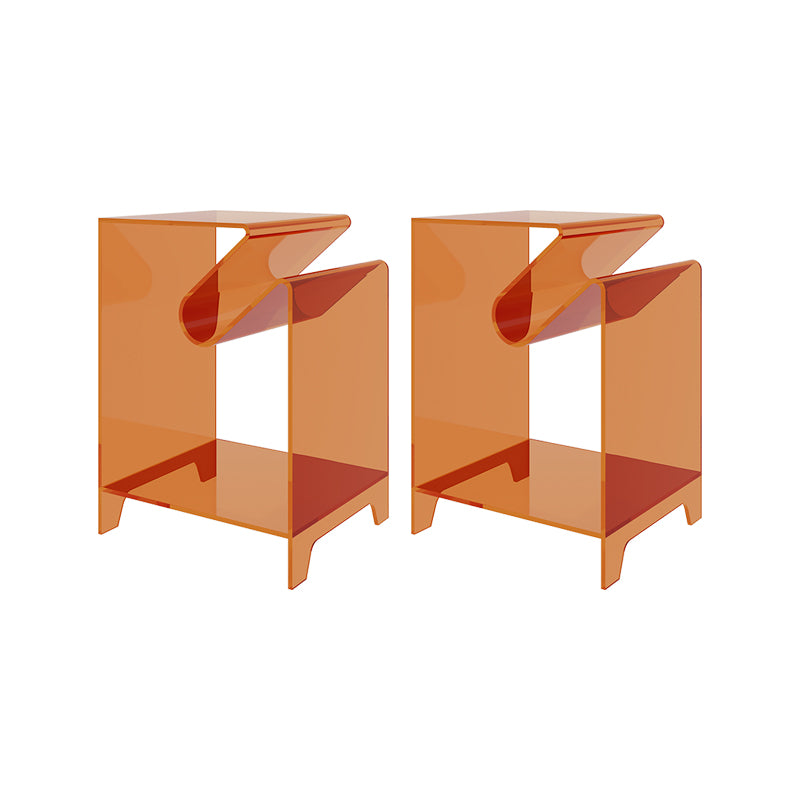 Plastic Double Tier End Table Rectangular Corner Table with Storage