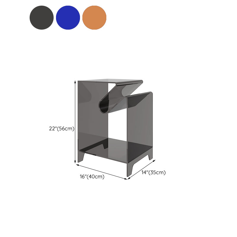 Plastic Double Tier End Table Rectangular Corner Table with Storage
