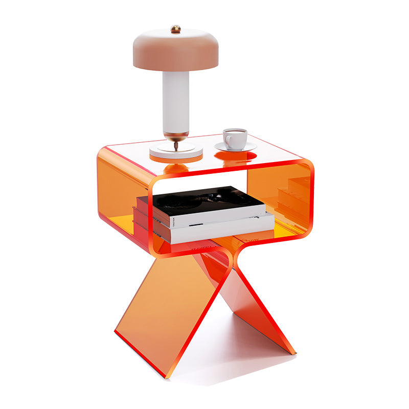 Plastic Abstract End Table Rectangular Corner Table with Storage
