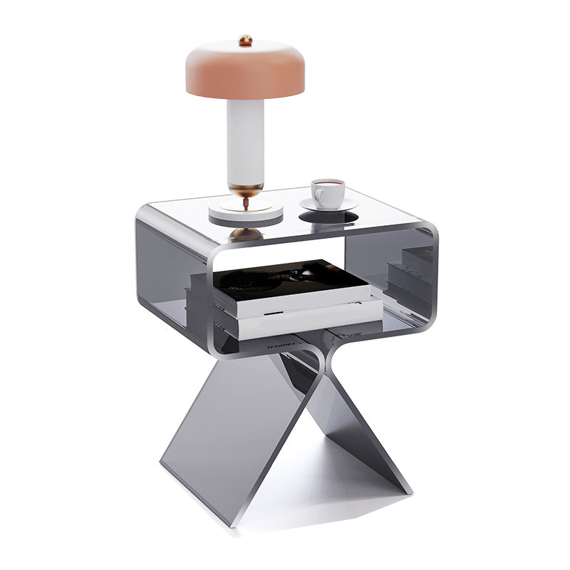 Plastic Abstract End Table Rectangular Corner Table with Storage