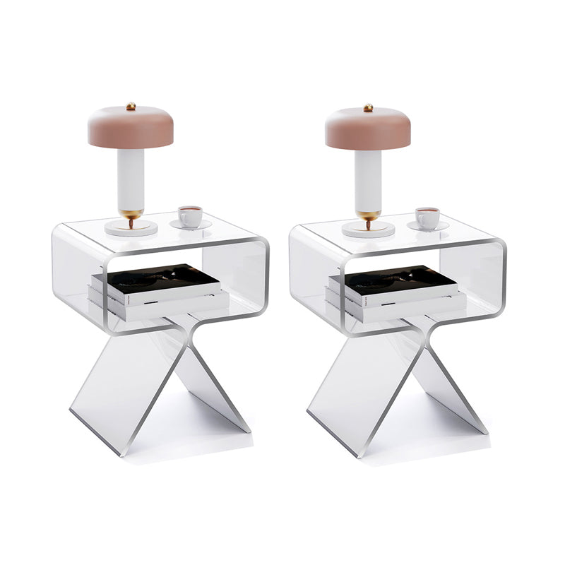 Plastic Abstract End Table Rectangular Corner Table with Storage