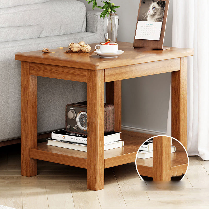 Contemporary Side Table Double Tier Wood Accent Side Table with Shelf