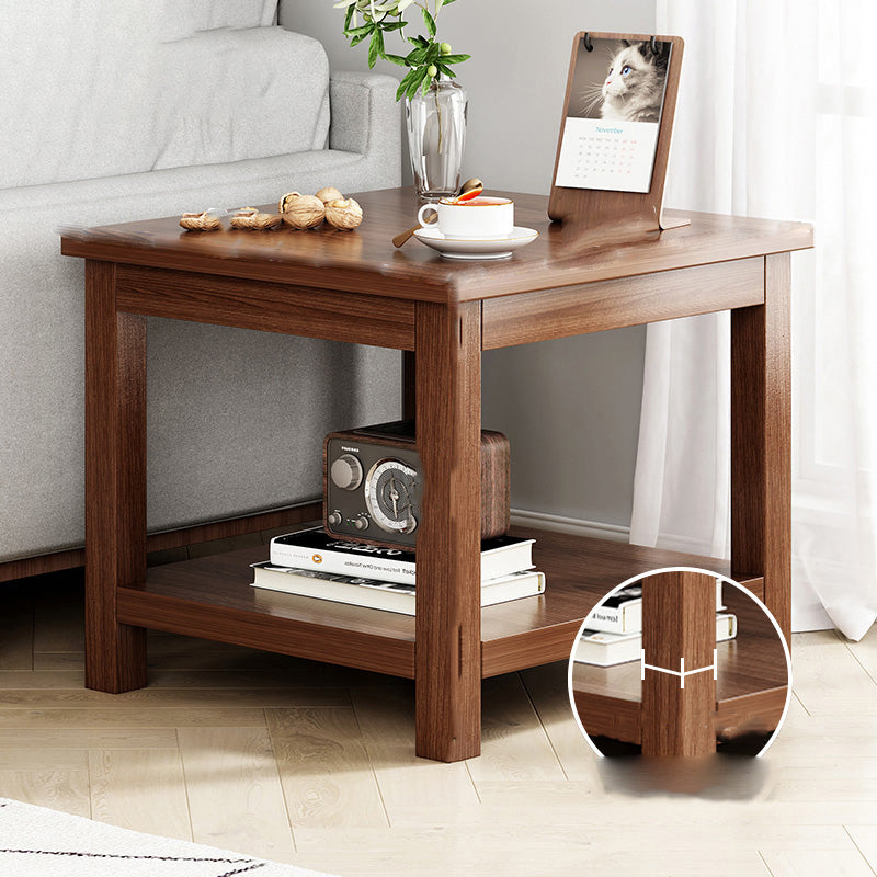 Contemporary Side Table Double Tier Wood Accent Side Table with Shelf