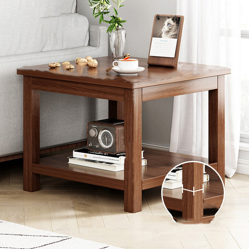 Contemporary Side Table Double Tier Wood Accent Side Table with Shelf