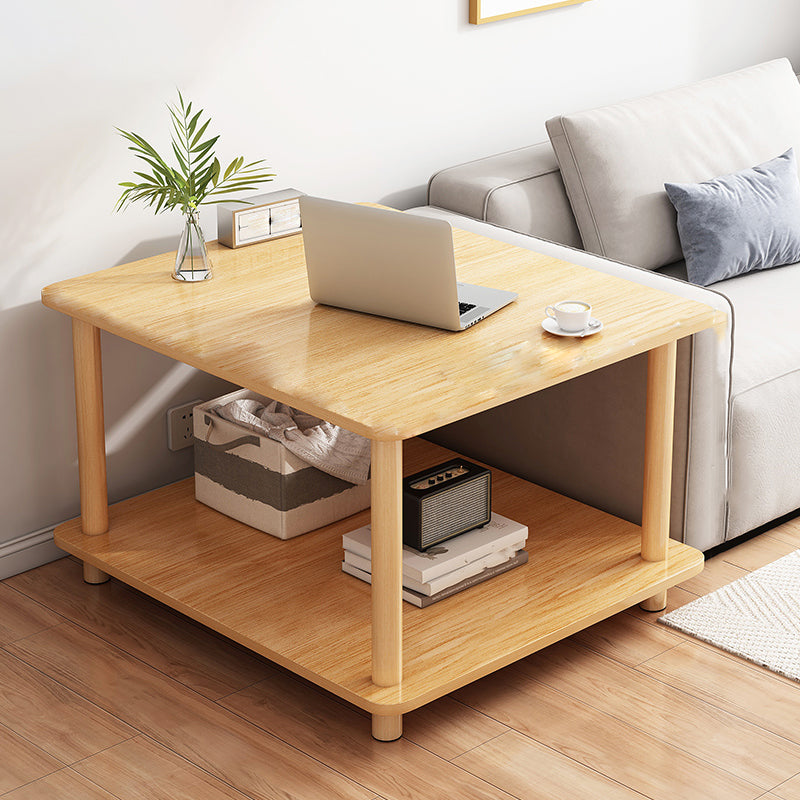 Contemporary Side Table Double Tier Wood Accent Side Table with Shelf