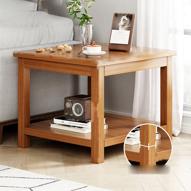 Contemporary Side Table Double Tier Wood Accent Side Table with Shelf