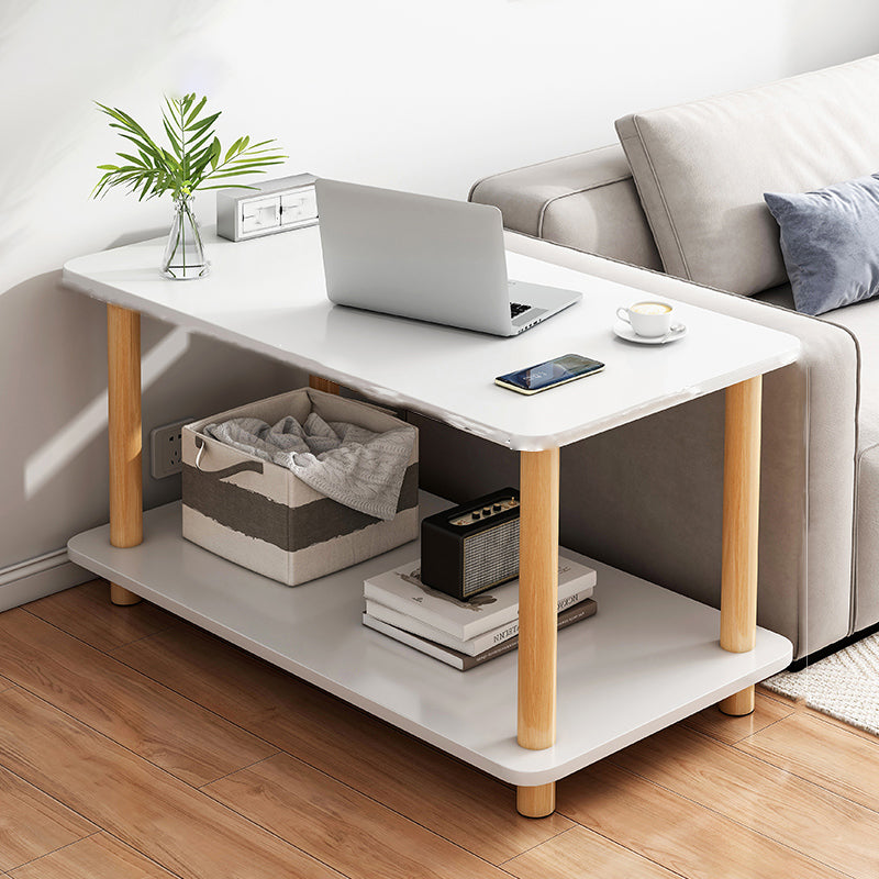 Contemporary Side Table Double Tier Wood Accent Side Table with Shelf