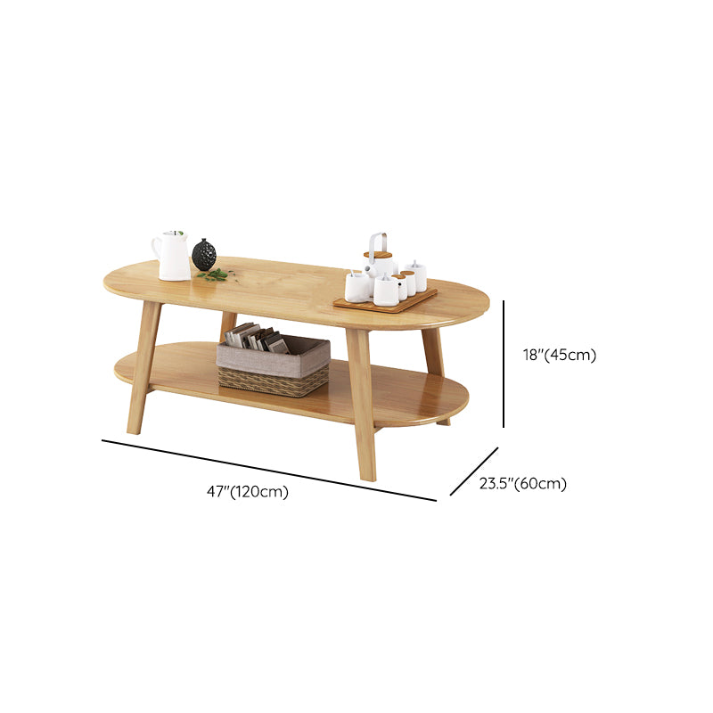 Contemporary Side Table Double Tier Wood Accent Side Table with Shelf